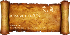 Kubina Milán névjegykártya