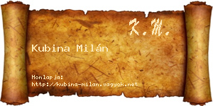 Kubina Milán névjegykártya